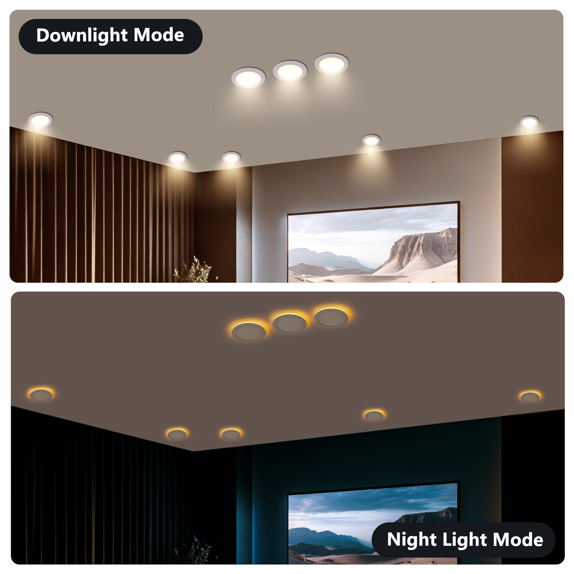 12 Pack 6 Inch White LED Recessed Ceiling Light, Dimmable, 2700K-5000K 5CCT, 1200LM 12W 120V, High Brightness Canless Wafer Downlight