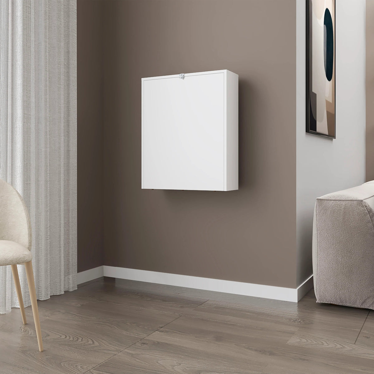 White Wall-Mounted Drop-Leaf Table