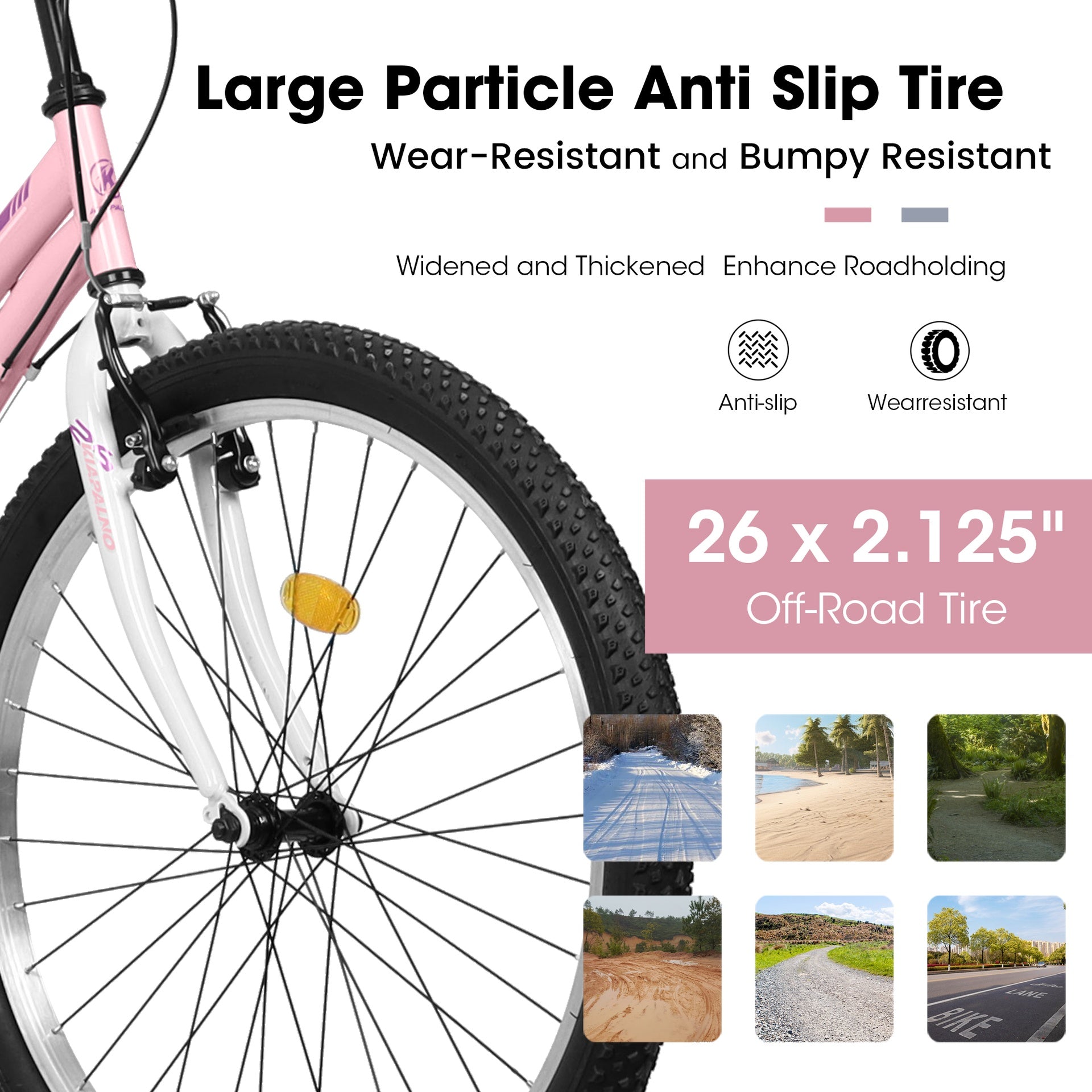 A26337 26 Inch Carbon Steel Frame Mountain Bike,21-Speed Dual V-Brake, Adult and Teens Bicycle for Mountain