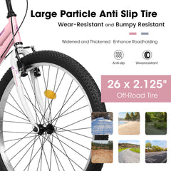 A26337 26 Inch Carbon Steel Frame Mountain Bike,21-Speed Dual V-Brake, Adult and Teens Bicycle for Mountain
