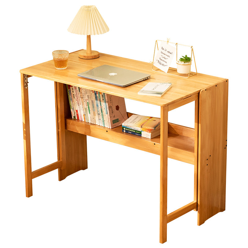 Bamboo Folding Desk, Space-Saving Computer Desk for Small Spaces, Foldable Study Table for Bedroom, Home Office, Dorm, Apartment, Natural Color