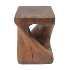 MGO Twist Shape Side Table, Wood-like texture, 	antique brown Color