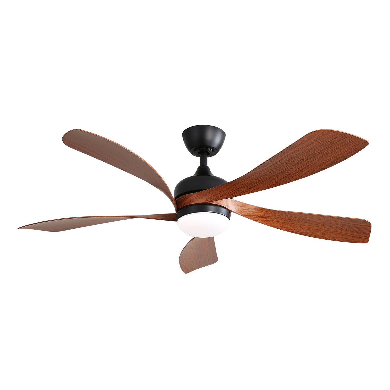 52 Inch Modern Ceiling Fan with 5 ABS Blades Noiseless Reversible DC Motor Black for Bedroom