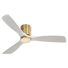 52 Inch Low Profile Ceiling Fan DC 3 Solid Wood Fan Blade Noiseless Reversible Motor Remote Control Without Light
