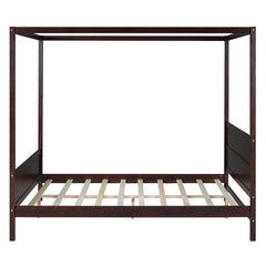 Queen Size Canopy Platform Bed with Headboard and Footboard,Slat Support Leg - Espresso(OLD SKU:LT001912AAP)