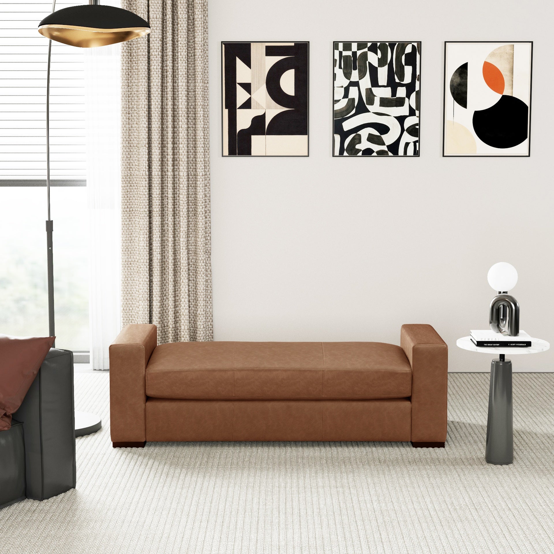Stylish and Durable Brown Faux Leather Ottoman