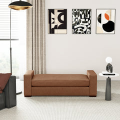 Stylish and Durable Brown Faux Leather Ottoman