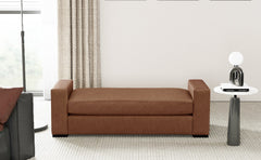 Stylish and Durable Brown Faux Leather Ottoman
