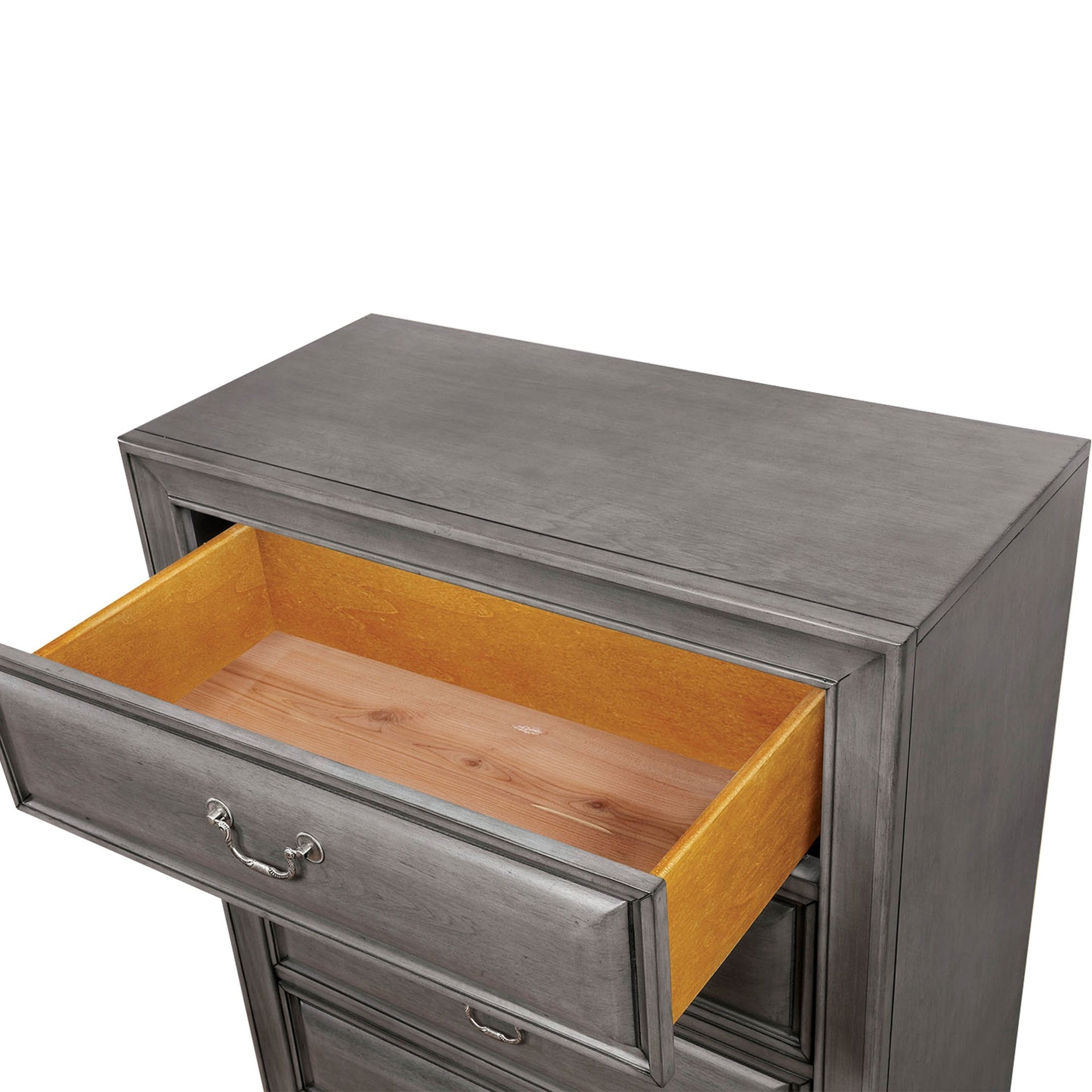 Transitional Wood Night Stand With Night Light, Gray