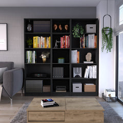 Luetz 3 Piece Home Bookcase set, 67" Wide with 15 Shelves ,  Living Room Set Set  Black