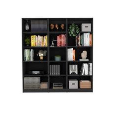 Luetz 3 Piece Home Bookcase set, 67" Wide with 15 Shelves ,  Living Room Set Set  Black