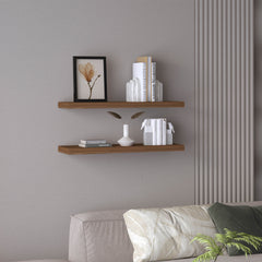 Ecco 31.5" Wide  Floating Shelves Set of 2, Shelves for Wall Decor for Bedroom, Bathroom Storage Shelves, Book Shelves for Living Room Mahogany