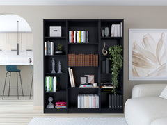 Davie 3 Piece Home Bookcase set, 60" Wide with 14 Shelves ,  Living Room Set Set  Black