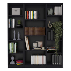 Davie 3 Piece Home Bookcase set, 60" Wide with 14 Shelves ,  Living Room Set Set  Black