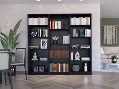 Bartow 3 Piece Home Bookcase set, 74" Wide with 14 Shelves ,  Living Room Set Set  Black