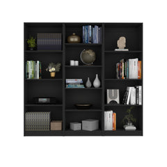 Lainor 3 Piece Home Bookcase set, 74" Wide with 13 Shelves ,  Living Room Set Set  Black