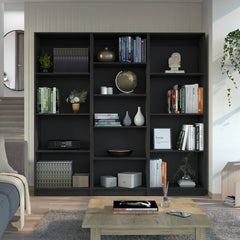 Lainor 3 Piece Home Bookcase set, 74" Wide with 13 Shelves ,  Living Room Set Set  Black