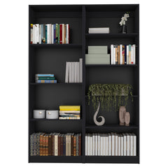 2 Piece Bookcase Living Room Set,  Storage Cabinet, 49" Wide and 9 Shelves Matt Gray / White