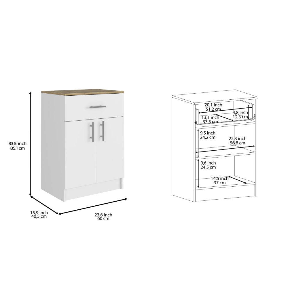 2 Piece Kitchen Set, Kitchen Island + Pantry Cabinet , White /Walnut /Light Oak
