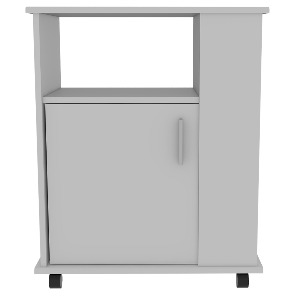 2 Piece Kitchen Set, Kitchen Island + Lower Microwave Pantry Cabinet , White /Onyx
