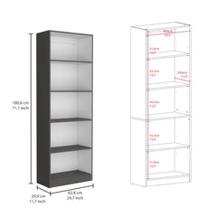 Aynor 3 Piece Home Bookcase set, 74" Wide with 12 Shelves and 2-door Cabinet ,  Living Room Set  Matt Gray / White