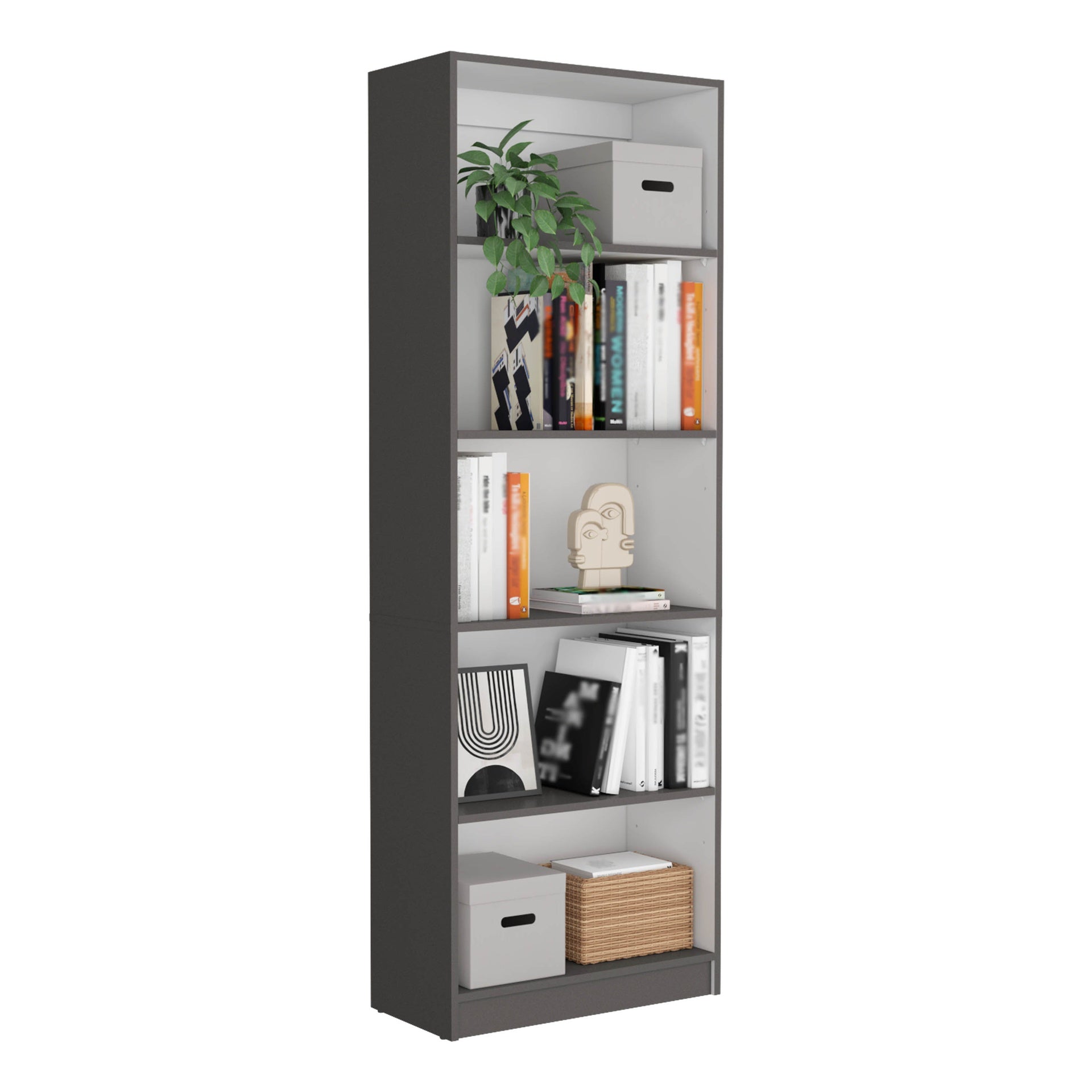 Lainor 3 Piece Home Bookcase set, 74" Wide with 13 Shelves ,  Living Room Set Set Matt Gray - White