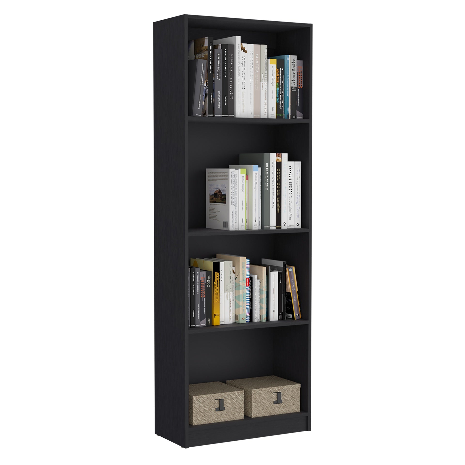 Hialeah 3 Piece Home Bookcase set, 74" Wide with 10 Shelves and Two Double-Door Cabinet ,  Living Room Set Set  Black