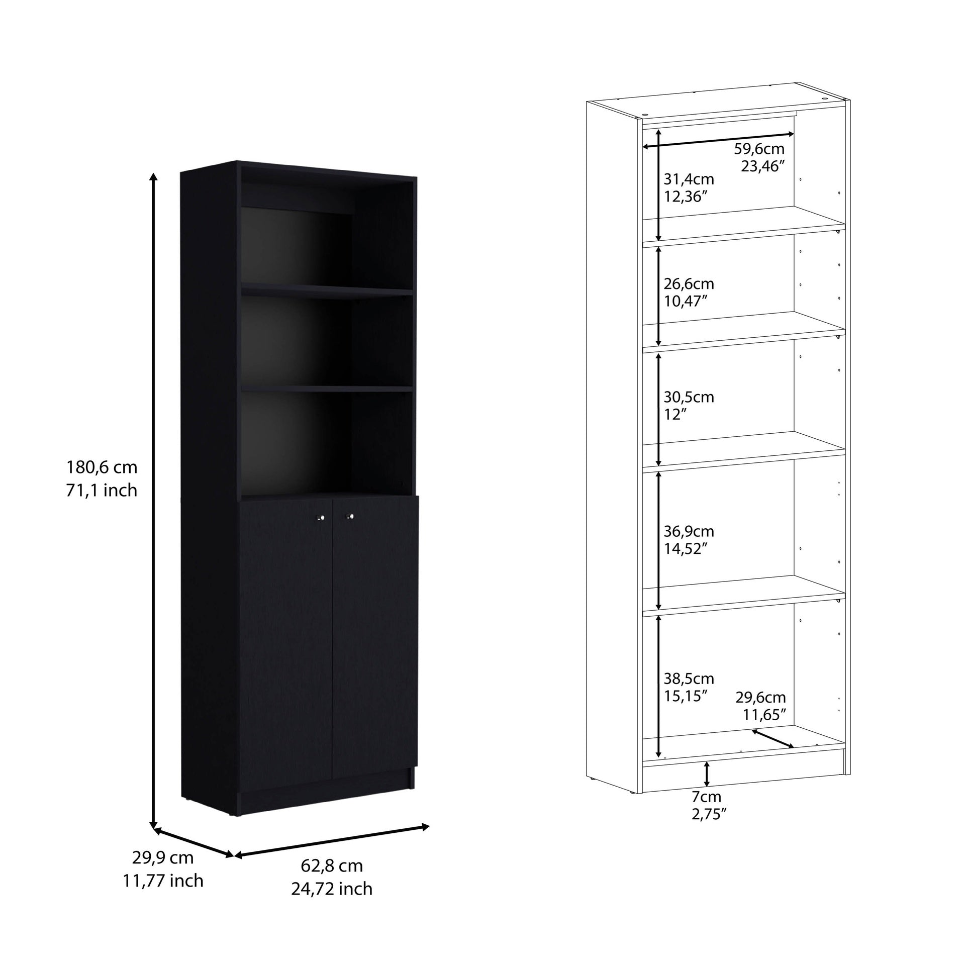 Dupree 2 Piece Home Bookcase set, 49" Wide with 9 Shelves ,  Living Room  Black