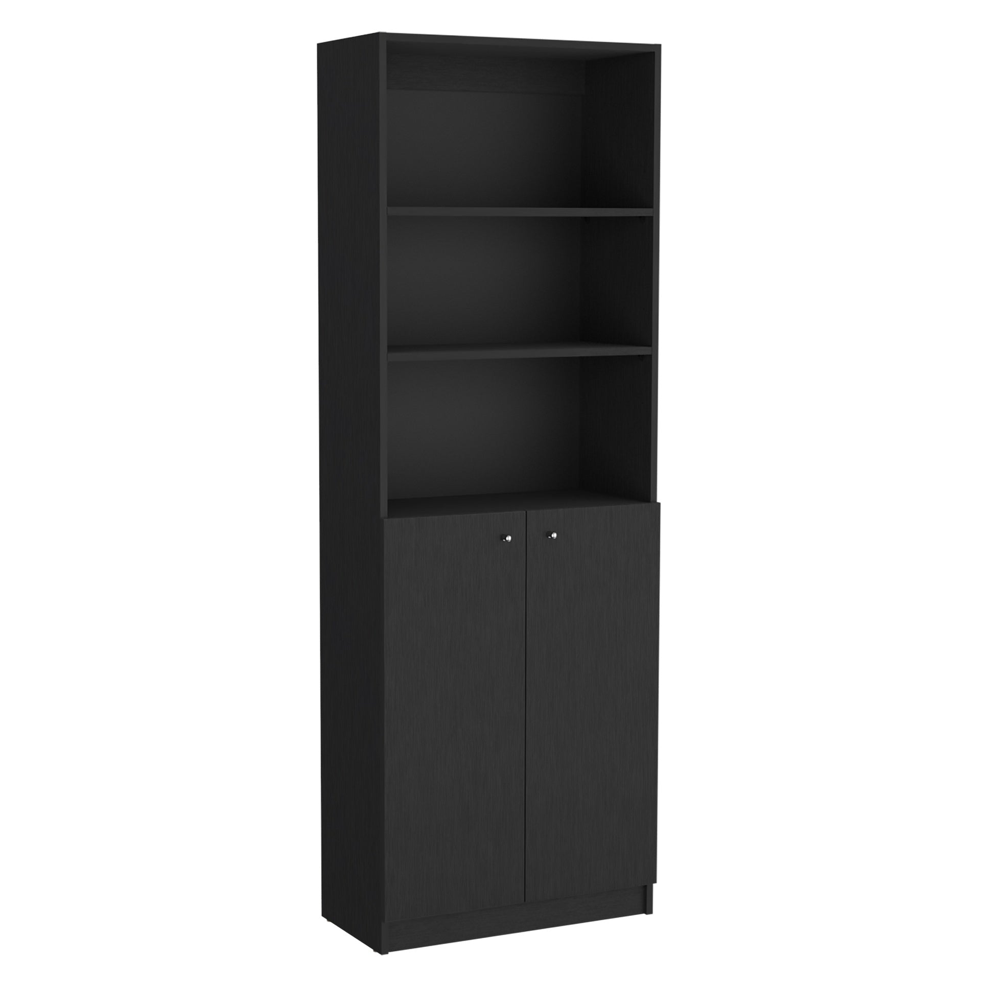 Lecanto 3 Piece Home Bookcase set, 74" Wide with 13 Shelves and Two-Door Cabinet ,  Living Room Set Set  Black
