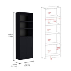 June 3 Piece Home Bookcase set, 60" Wide with 13 Shelves and Two-Door Cabinet ,  Living Room Set Set  Black