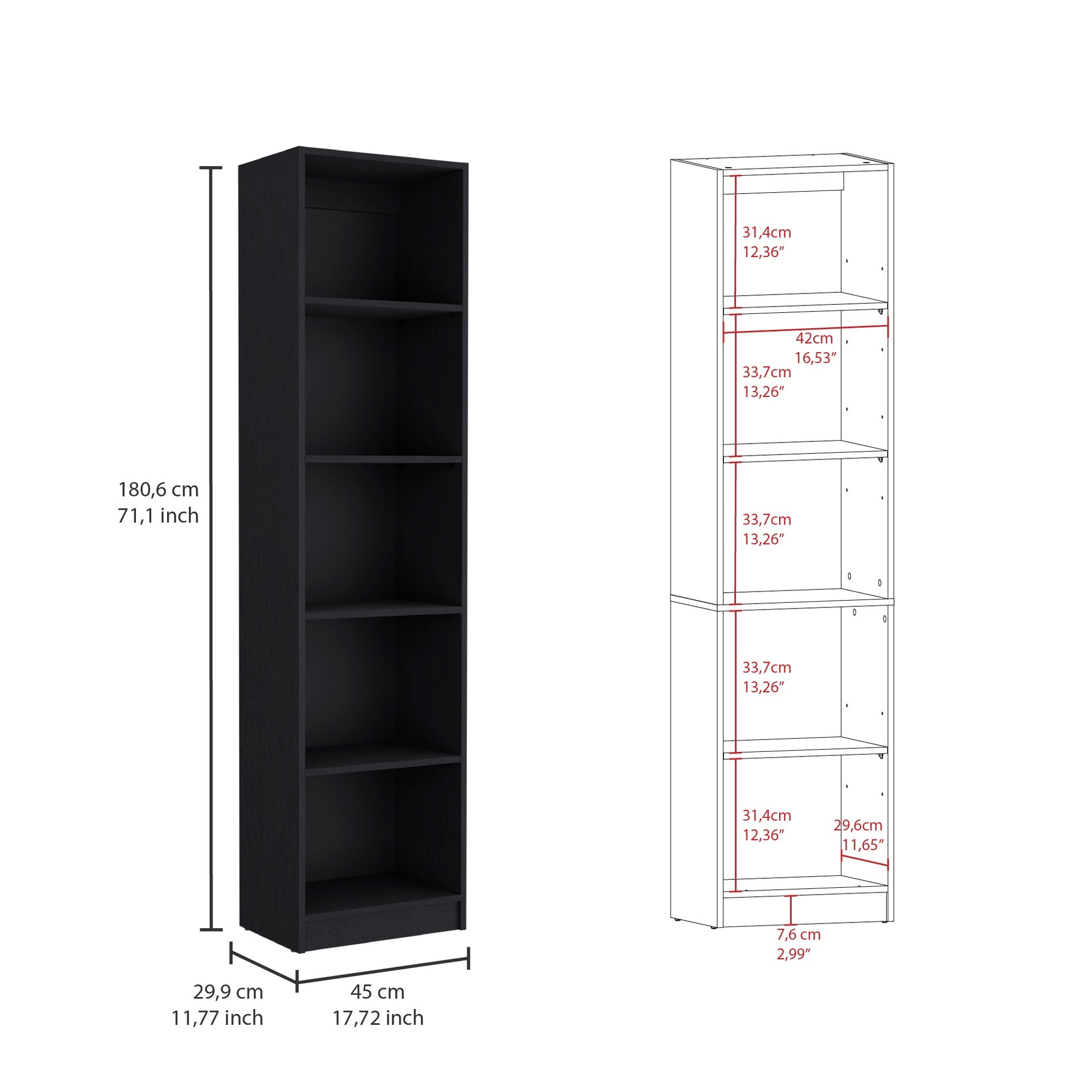 Acres 3 Piece Home Bookcase set, 67" Wide with 11 Shelves and Two Double-Door Cabinet ,  Living Room Set Set  Black