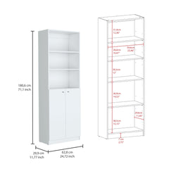 Micco 2 Piece 2 Piece Home Bookcase set, 42" Wide  with 8 Shelves and Double Door Cabinet, Living Room Set White