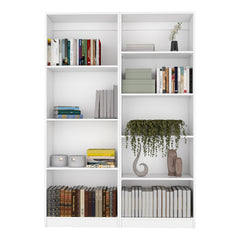 2 Piece Bookcase Living Room Set,  Storage Cabinet, 49" Wide and 9 Shelves Matt Gray / White