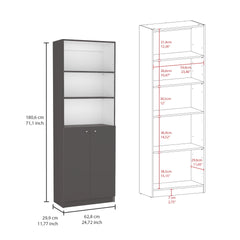 Acres 3 Piece Home Bookcase set, 67" Wide with 11 Shelves and Two Double-Door Cabinet ,  Living Room Set  Matt Gray / White