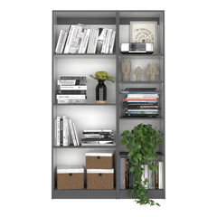 2 Piece Bookcase Living Room Set,  Storage Cabinet, 42" Wide and 9 Shelves Matt Gray / White