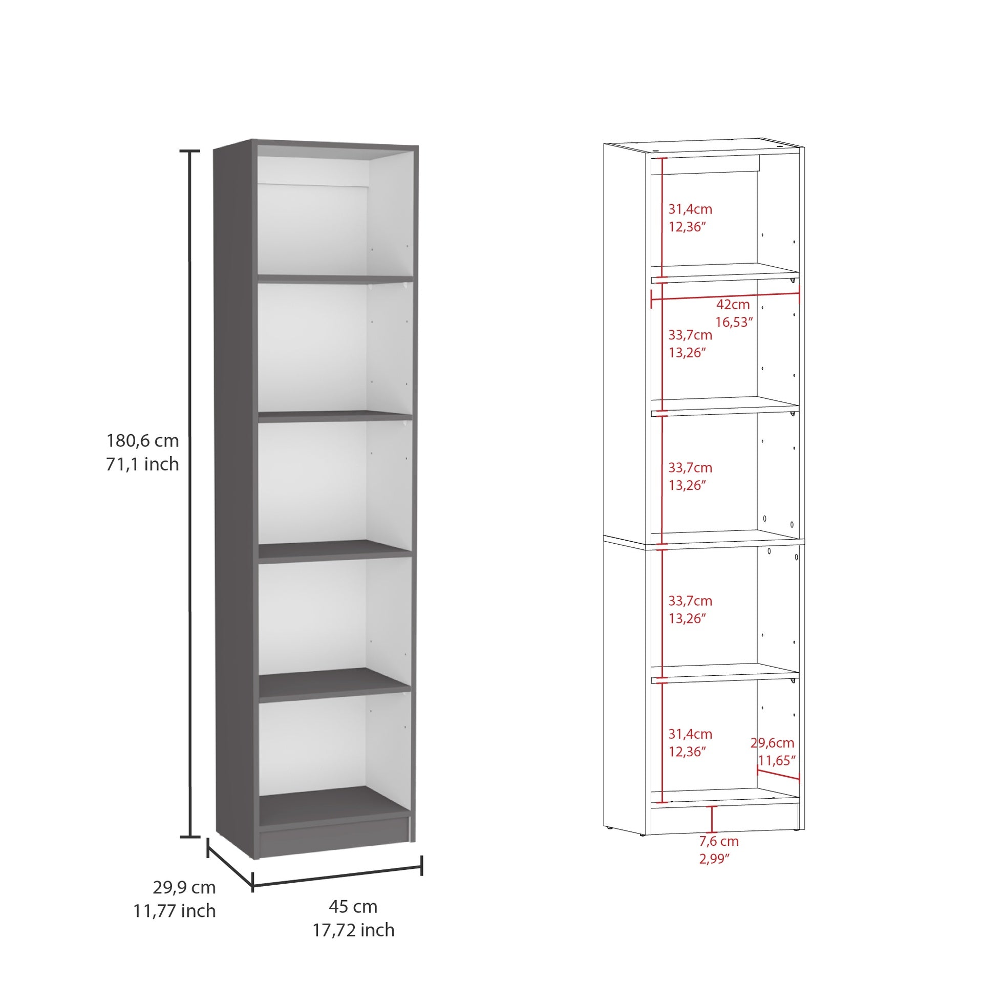 Bartow 3 Piece Home Bookcase set, 60" Wide with 15 Shelves ,  Living Room Set Set Matt Gray - White