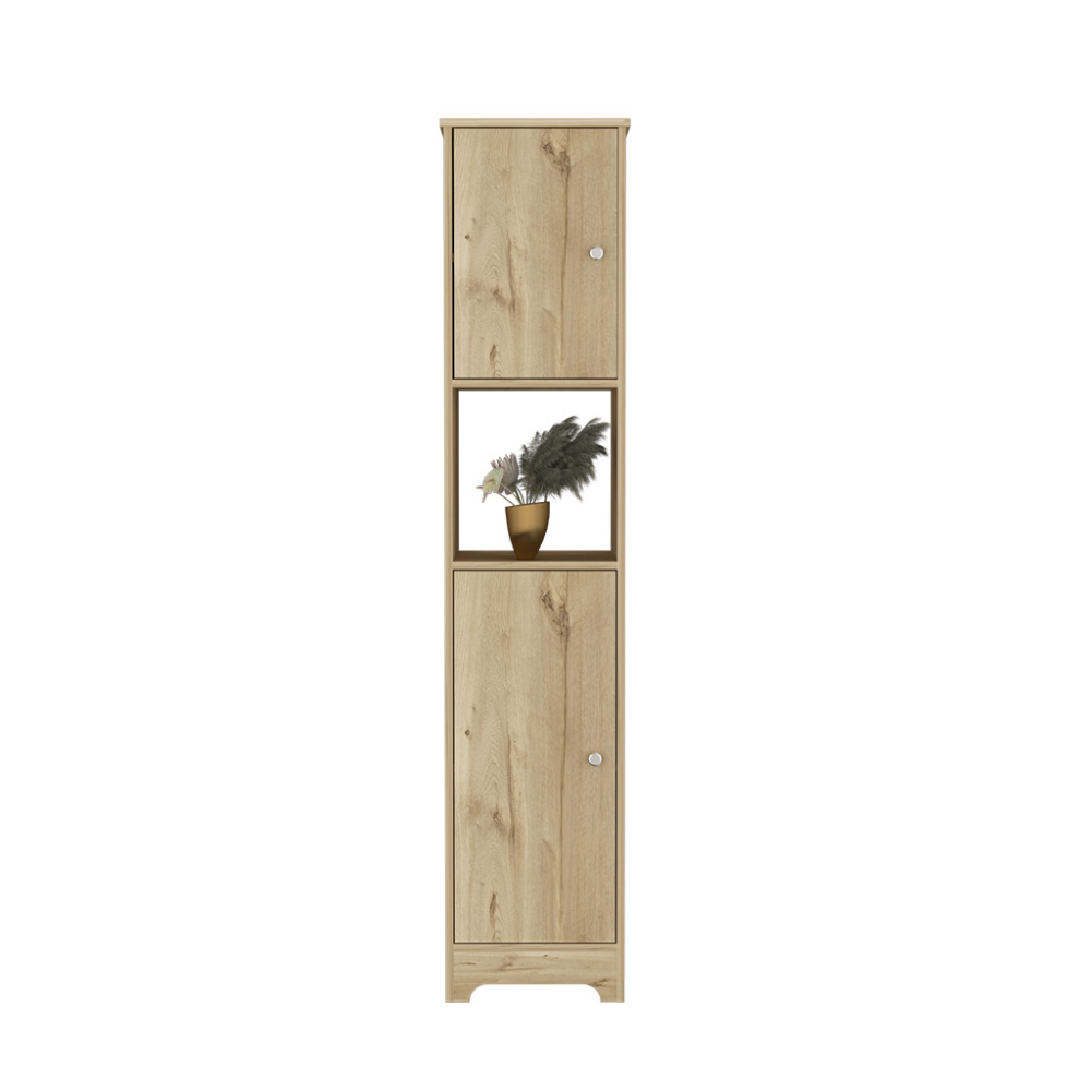 2 Piece Bathroom Set, Yaka Linen Cabinet + Dustin Free Standing Sink Cabinet , Light Oak