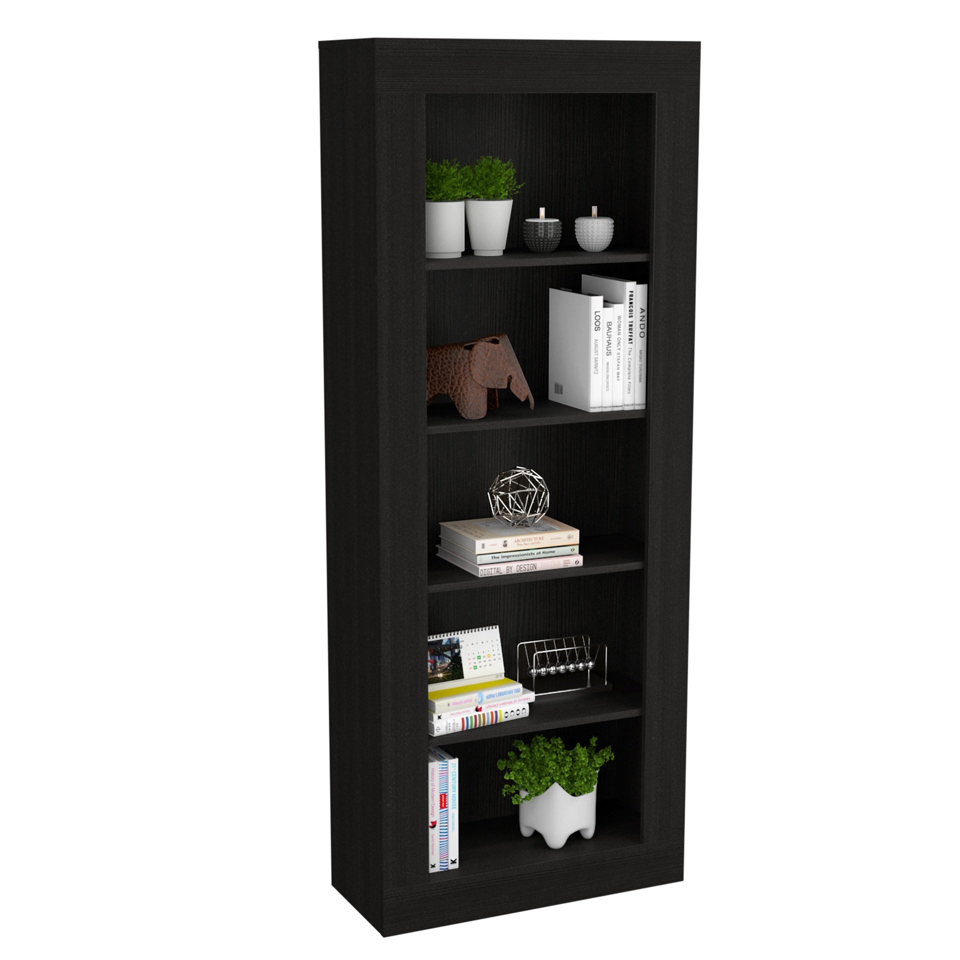 Andina Bookcase, Vertical Design, Five Shelves -Black
