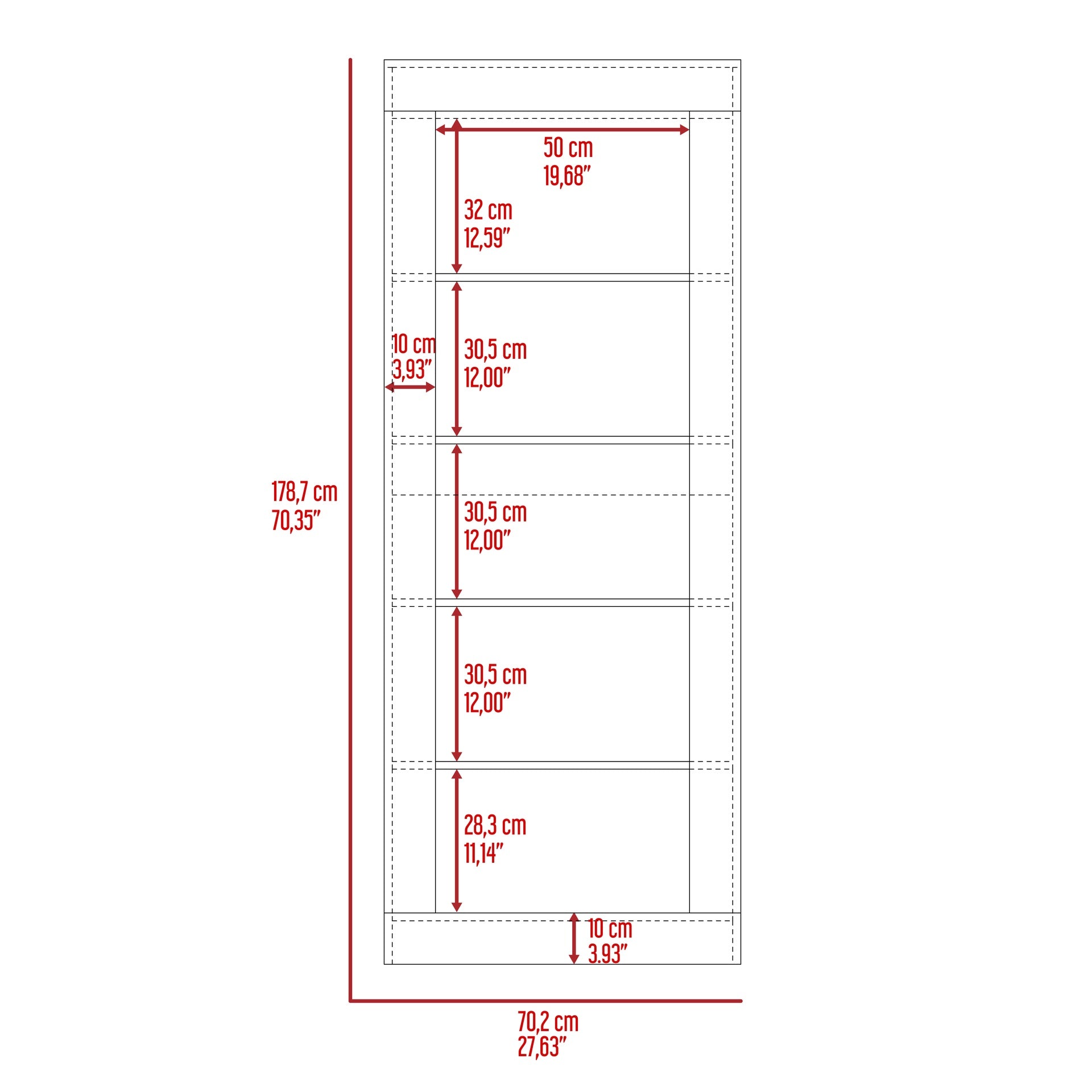Andina Bookcase, Vertical Design, Five Shelves -Black