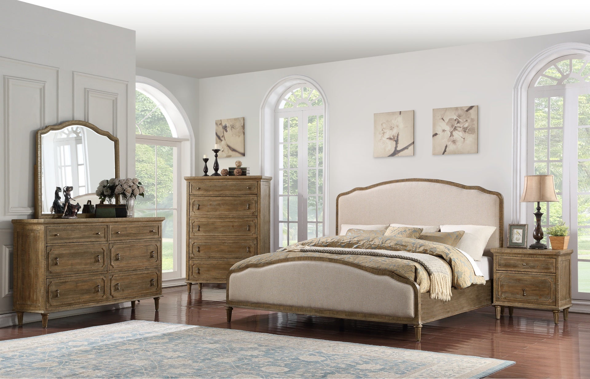 Brown Queen Upholstered Bed