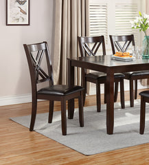 7pcs Dining Set Dining Table 6 Side Chairs Clean Espresso Finish Cushion Seats X Design back Chairs