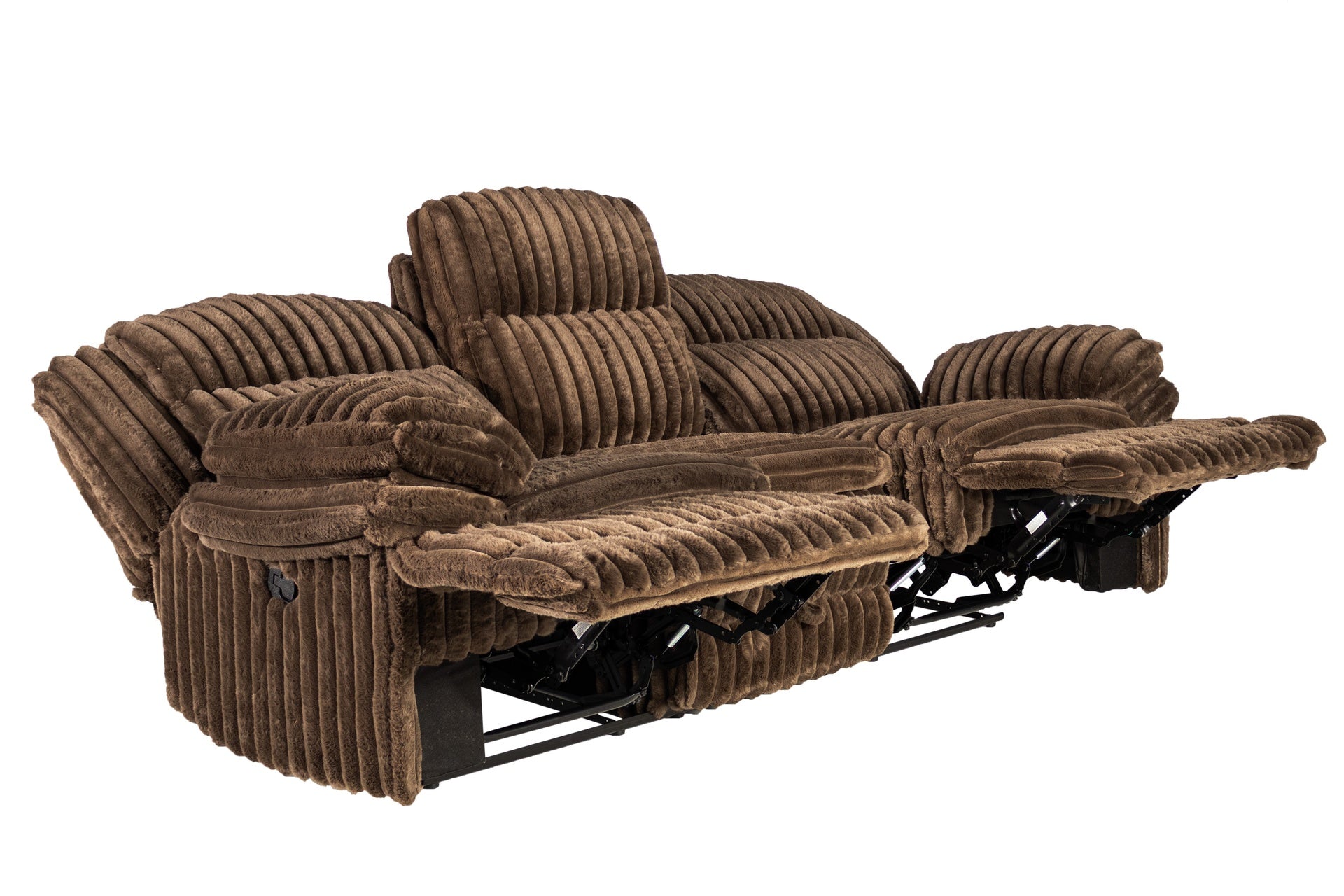 Contemporary Chocolate Fur Like Corduroy 1pc Motion Sofa Living Room Reclining Plush Couch