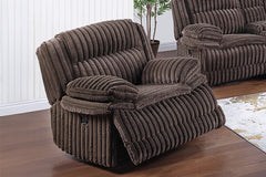 Living Room Reclining Couch 3pc Manual Sofa Set Sofa w Drop Down Table, Loveseat w Console Glider Recliner Chocolate Color
