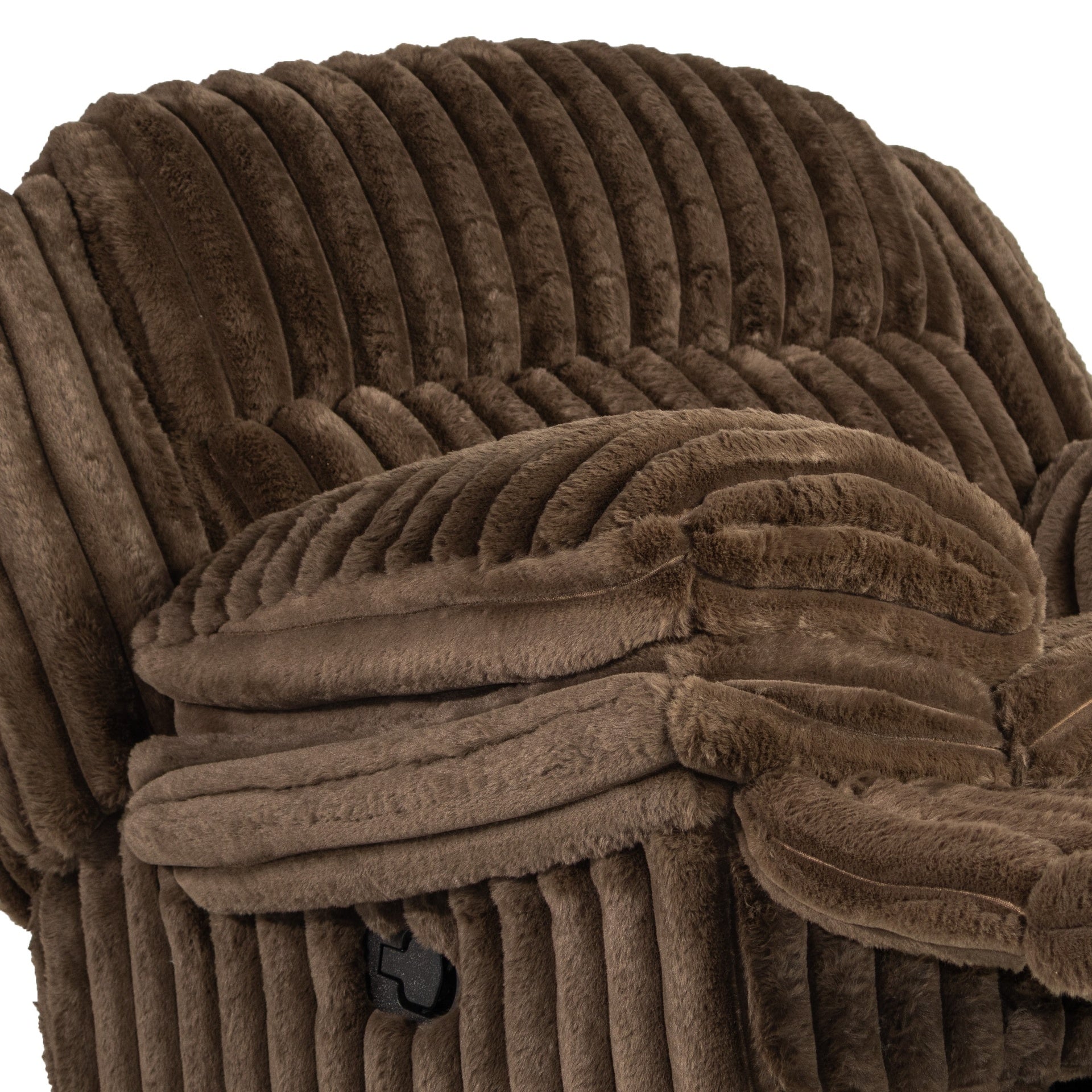 Modern Style 2pc Living Room Set 1x Loveseat and 1x Recliner Console Underneath Drawer Pillow Arms Corduroy Fabric Upholstered Chocolate Finish Primary Living Room Furniture