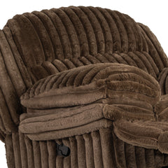 Modern Style 2pc Living Room Set 1x Loveseat and 1x Recliner Console Underneath Drawer Pillow Arms Corduroy Fabric Upholstered Chocolate Finish Primary Living Room Furniture