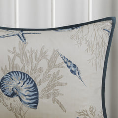 7 Piece Cotton Sateen Comforter Set Blue Cal King