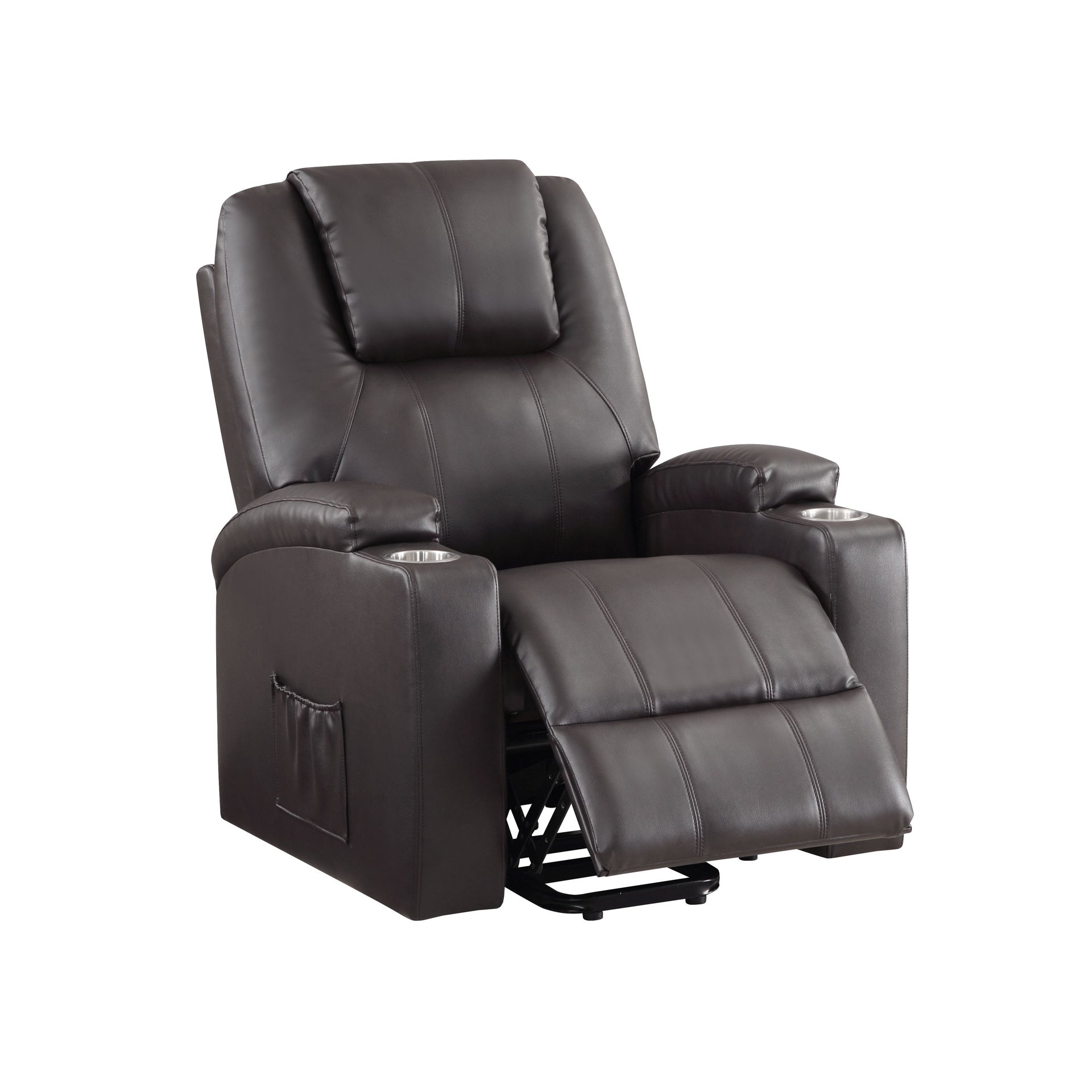 Brown 2-Cup Holder Power Lift Recliner
