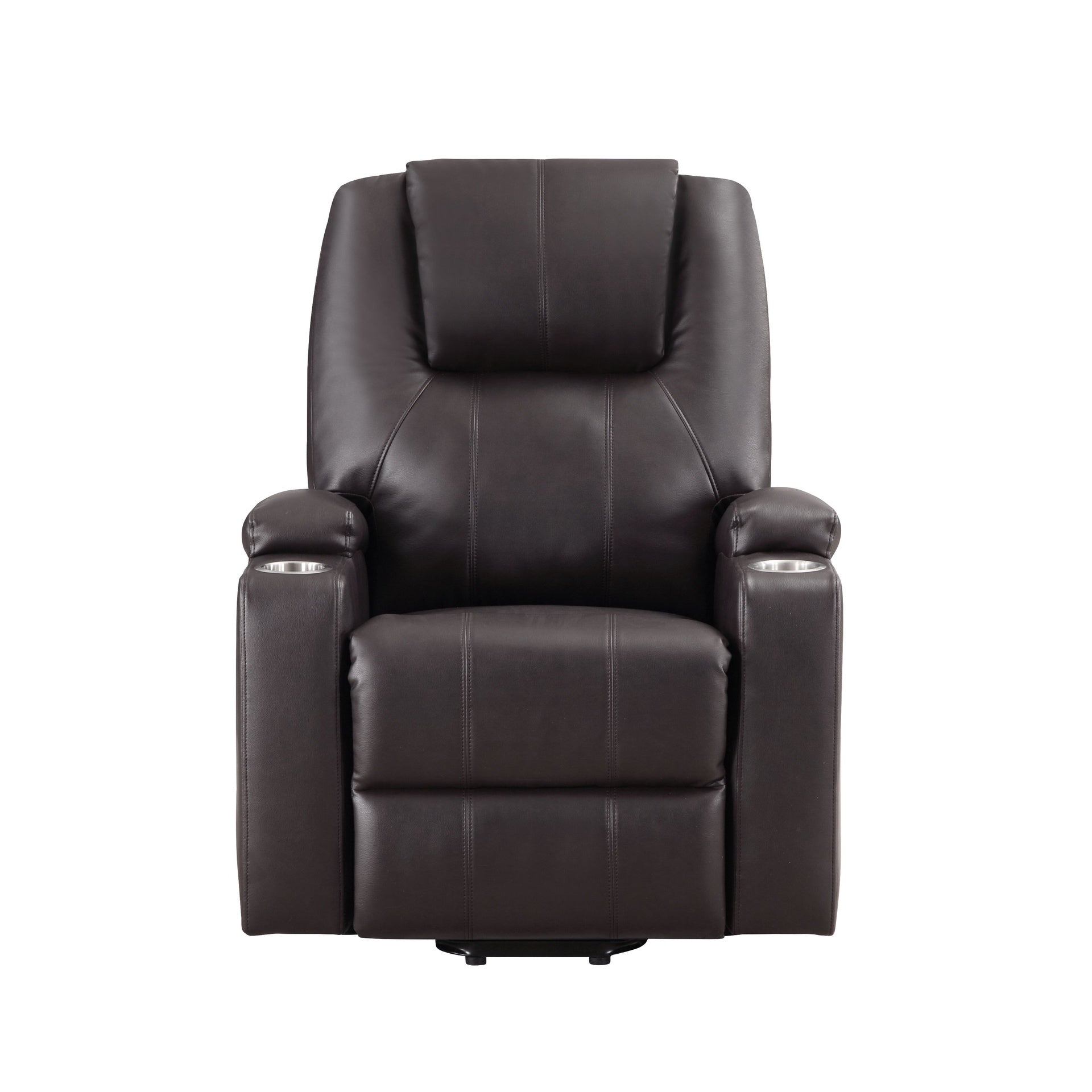 Brown 2-Cup Holder Power Lift Recliner