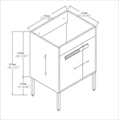 24 Inch Freestanding Bathroom Vanity or Floating is Optional Conversion.24*18-00324IMO-1(KD-Packing) - Only Includes Vanity, Excluding Sink