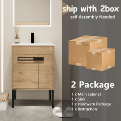 24 Inch Bathroom Vanity With Sink, Freestanding Bathroom Vanity or Floating is Optional Conversion24*18-00324IMO-1(KD-Packing)